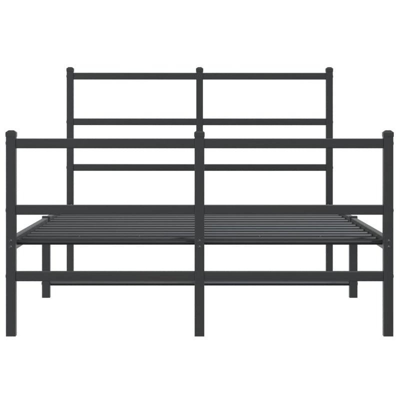 Cadru pat metalic cu tăblie de cap/picioare negru, 120x190 cm