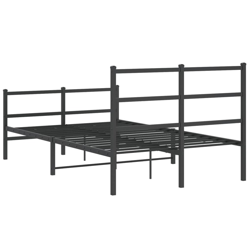 Cadru pat metalic cu tăblie de cap/picioare negru, 120x190 cm