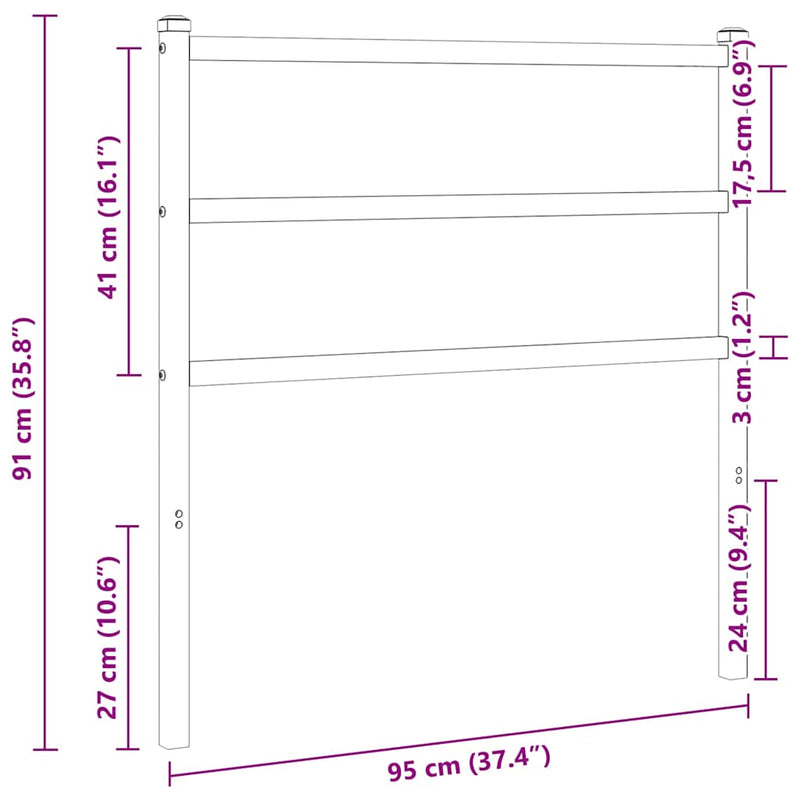 Tăblie de pat de schimb metalică, negru, 90 cm