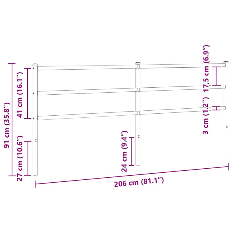 Tăblie de pat de schimb metalică, negru, 200 cm