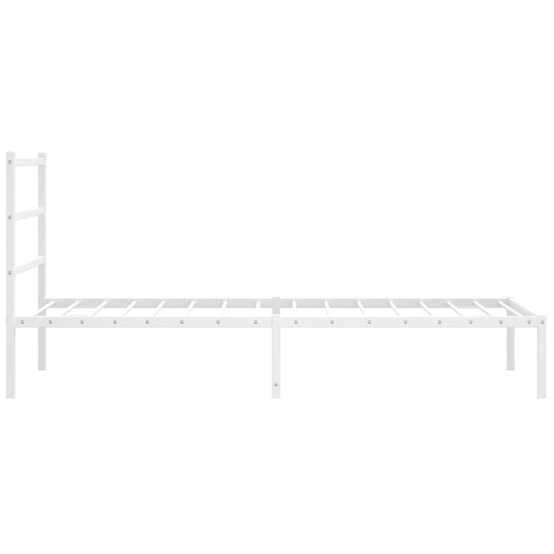 Cadru de pat din metal cu tăblie, alb, 100x200 cm