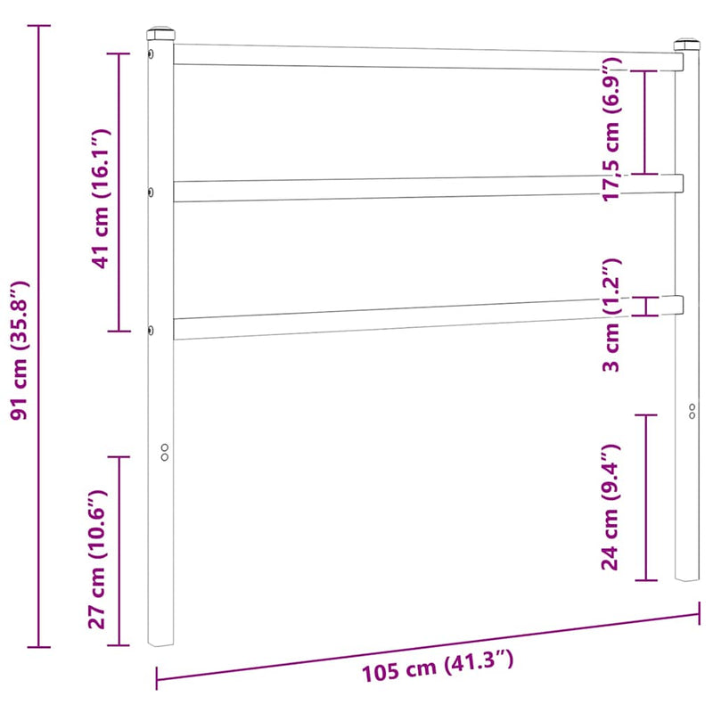 Tăblie de pat de schimb metalică, alb, 100 cm