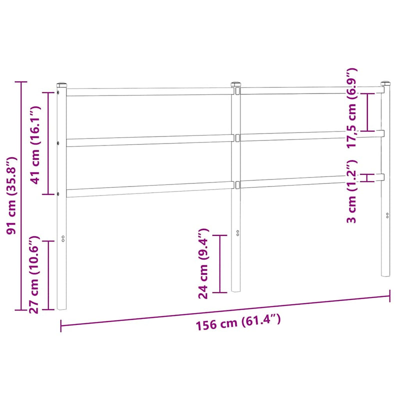 Tăblie de pat de schimb metalică, alb, 150 cm