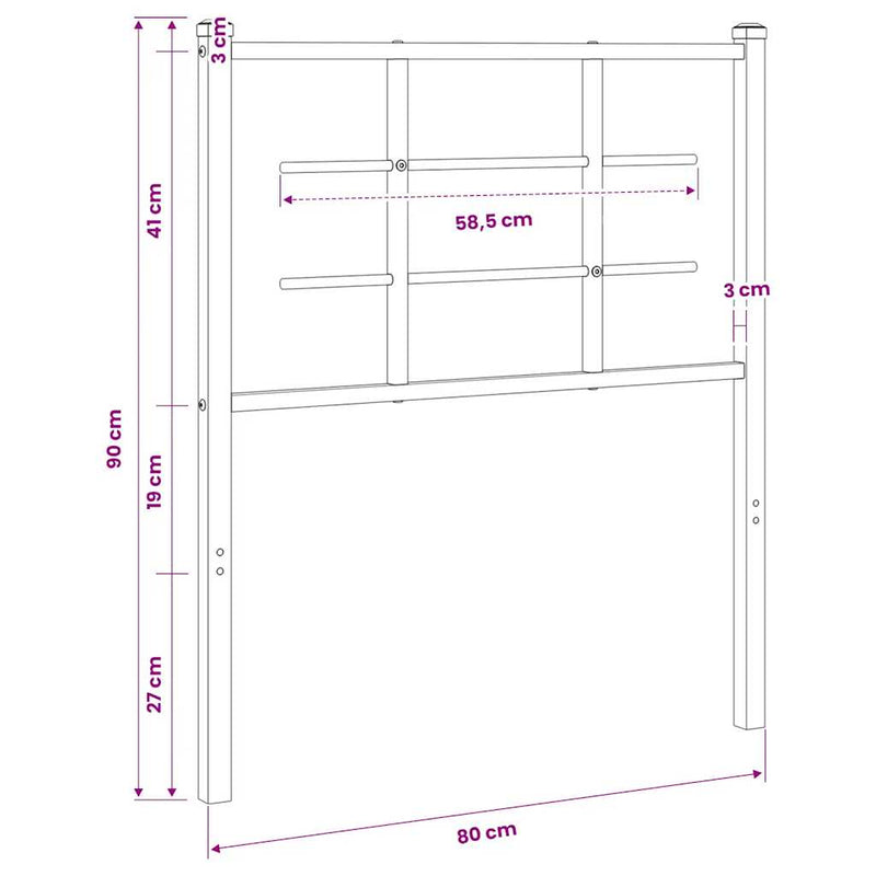 Tăblie de pat de schimb metalică, alb, 75 cm