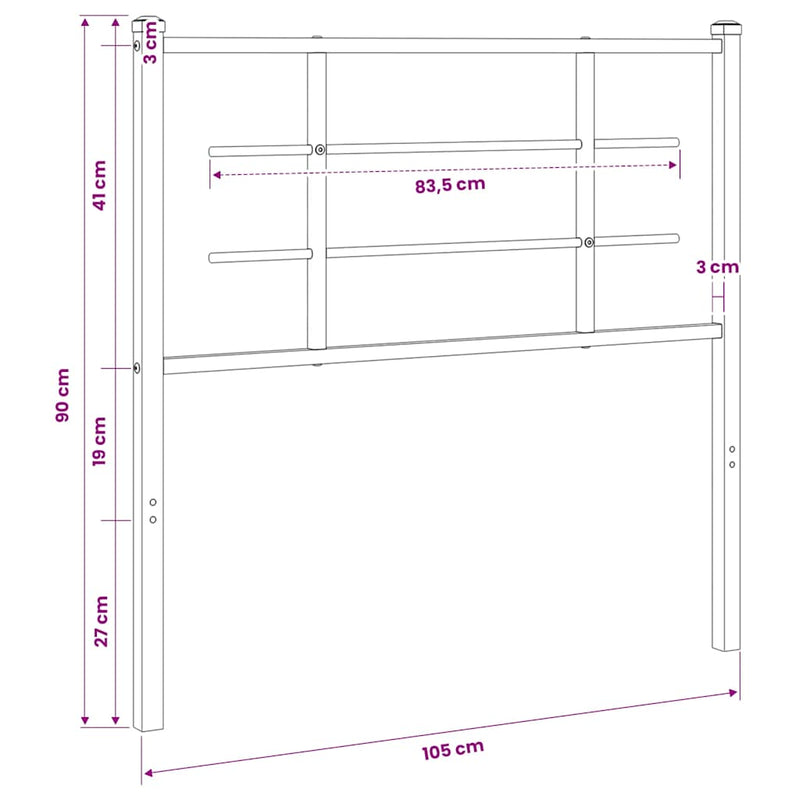 Tăblie de pat de schimb metalică, alb, 100 cm
