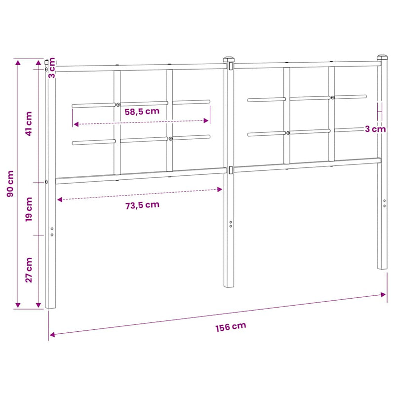 Tăblie de pat de schimb metalică, alb, 150 cm