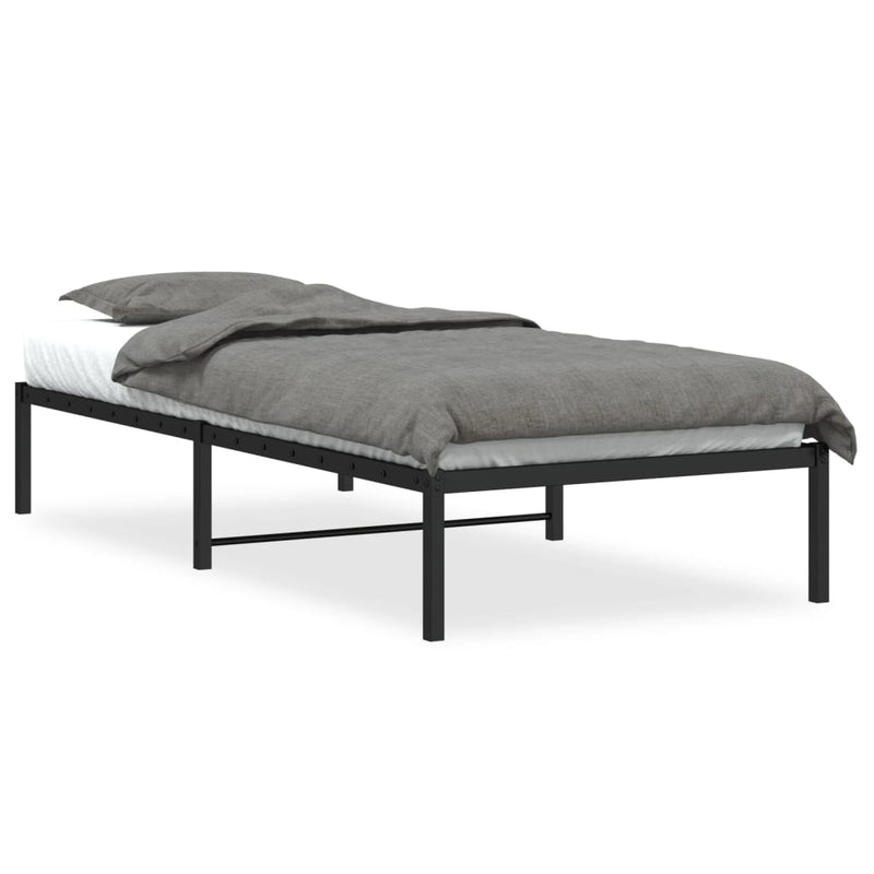 Cadru pat metalic, negru, 90x190 cm