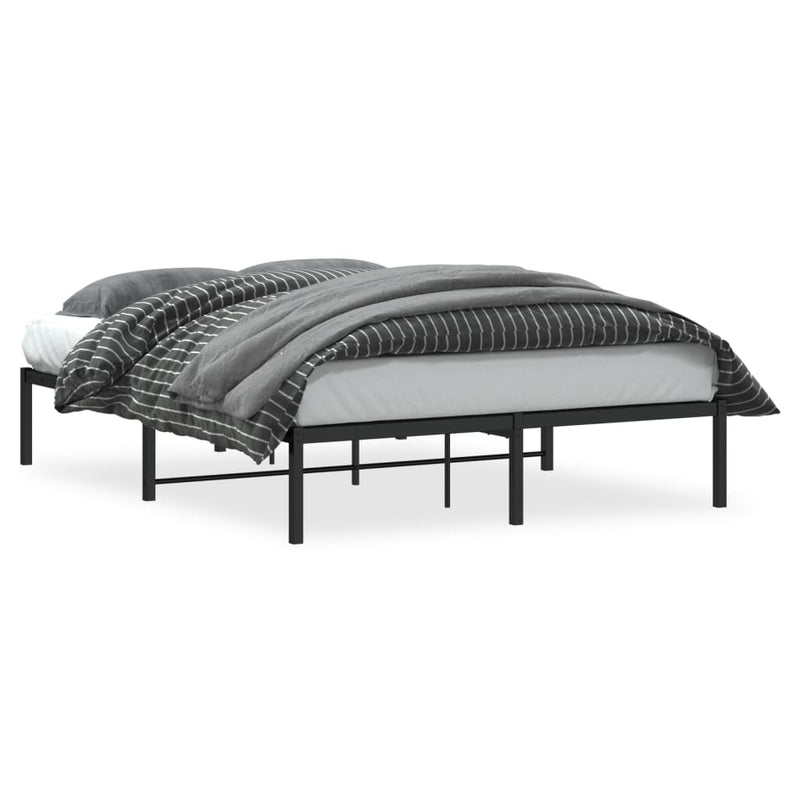 Cadru pat metalic, negru, 135x190 cm