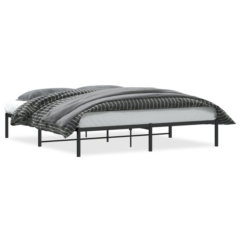 Cadru pat metalic, negru, 183x213 cm