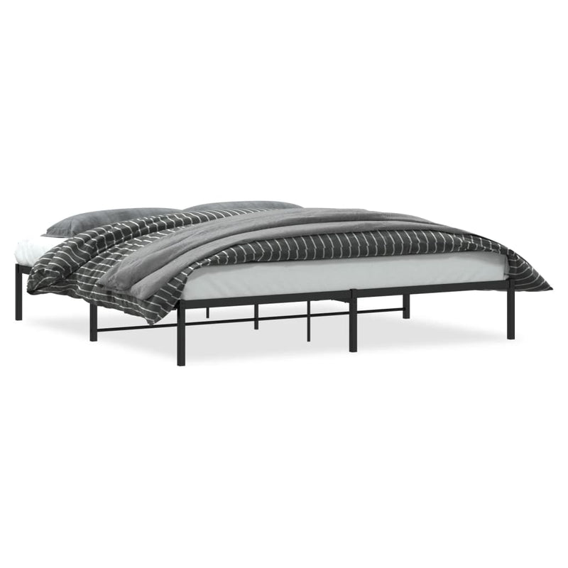 Cadru pat metalic, negru, 200x200 cm