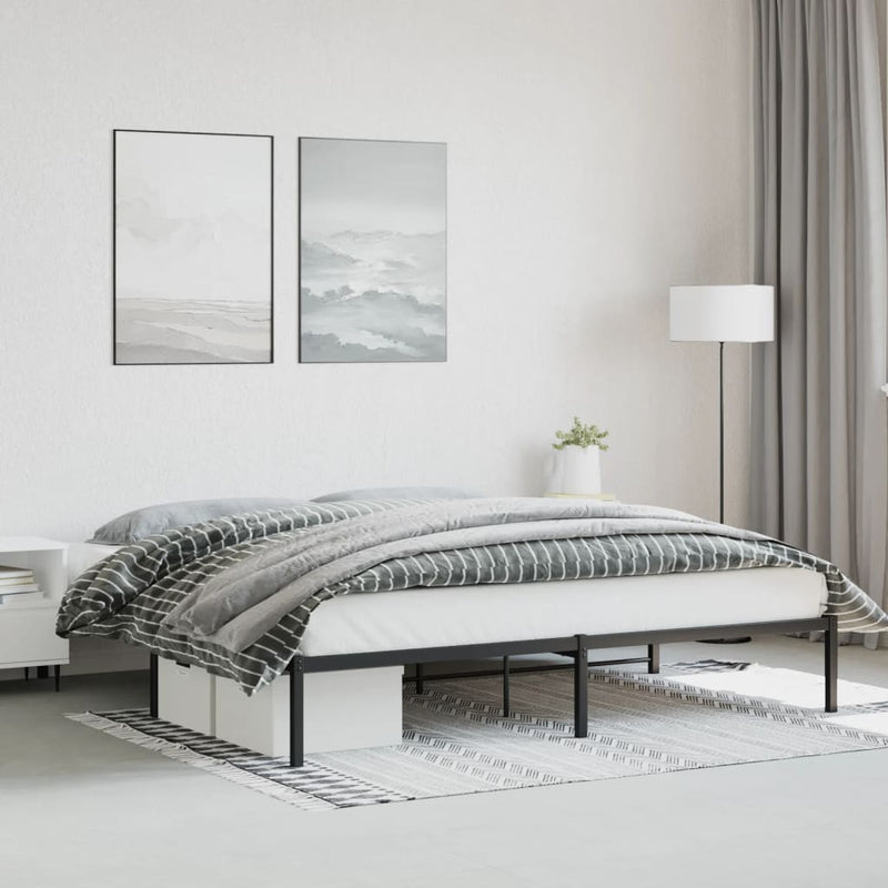 Cadru pat metalic, negru, 200x200 cm