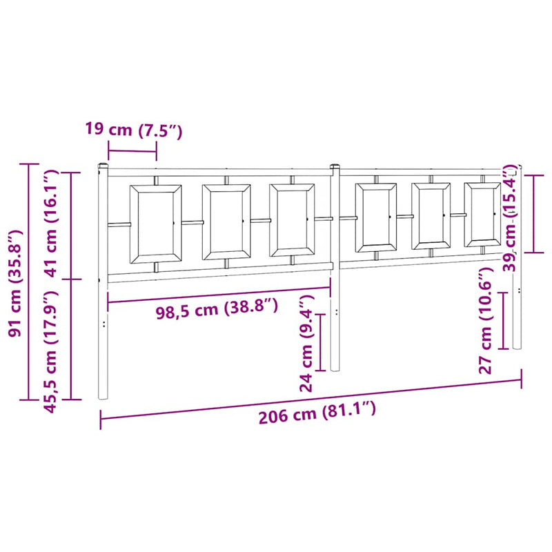 Tăblie de pat de schimb metalică, alb, 200 cm
