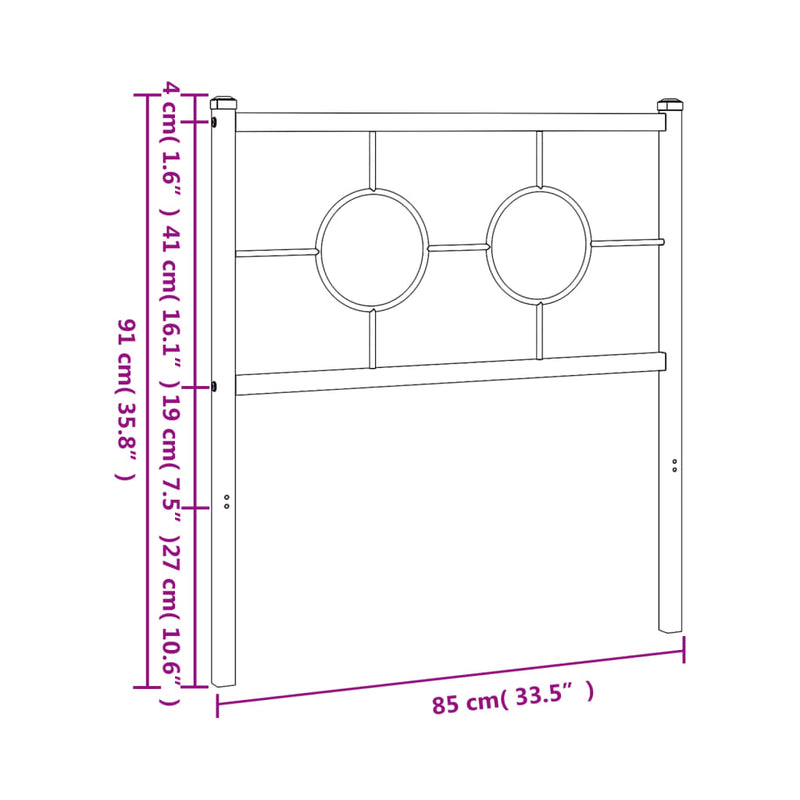 Tăblie de pat de schimb metalică, negru, 80 cm