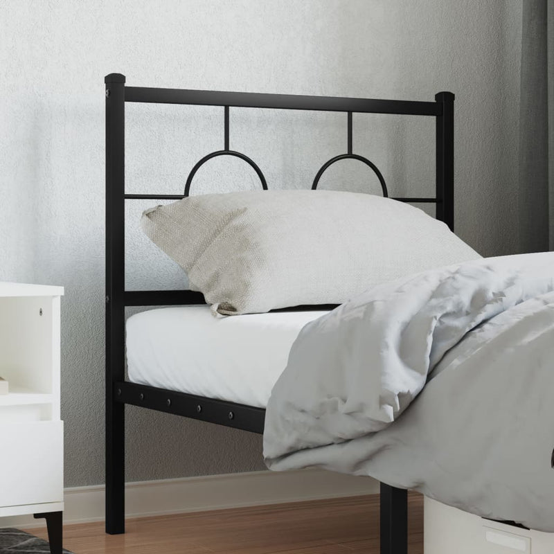 Tăblie de pat de schimb metalică, negru, 80 cm
