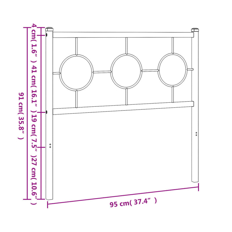 Tăblie de pat de schimb metalică, negru, 90 cm