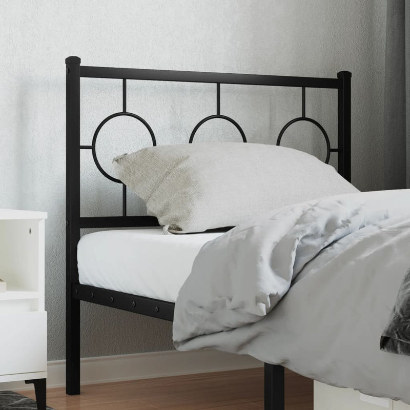 Tăblie de pat de schimb metalică, negru, 90 cm