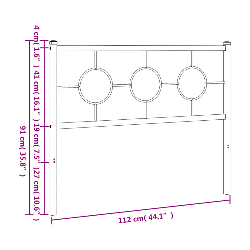 Tăblie de pat de schimb metalică, negru, 107 cm