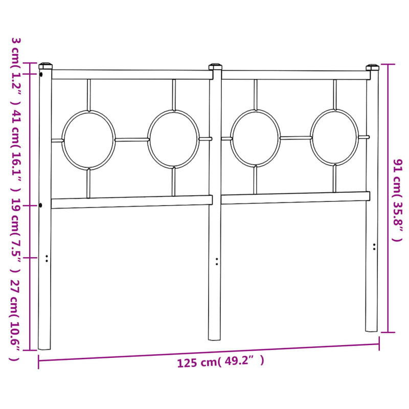 Tăblie de pat de schimb metalică, negru, 120 cm