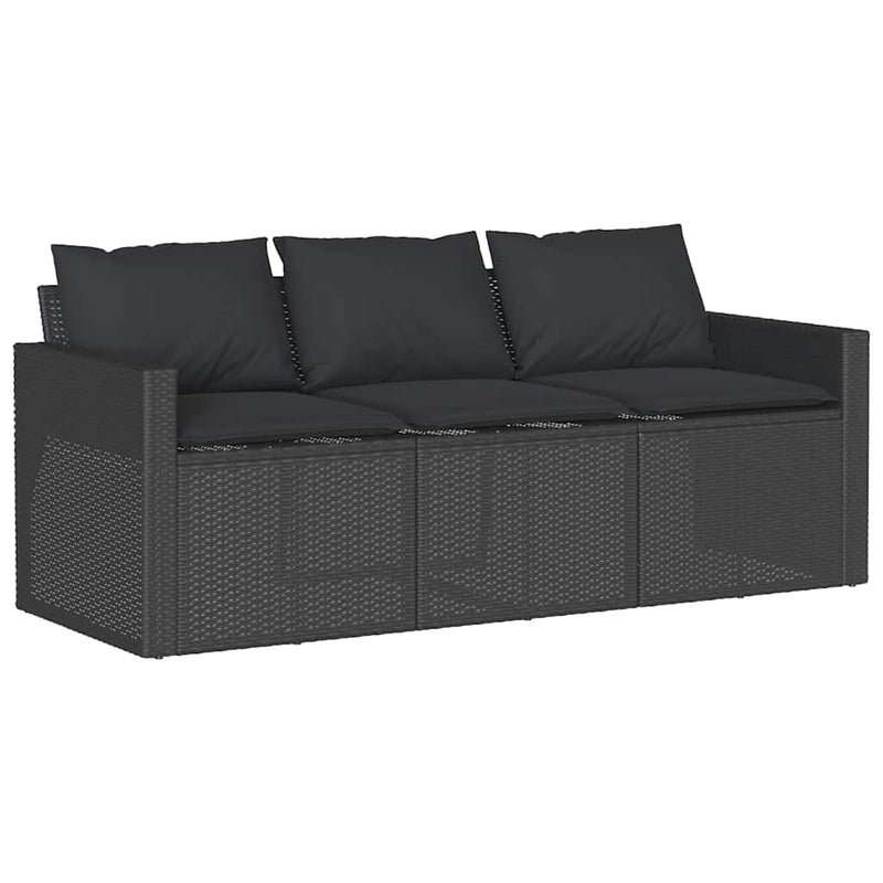 Set mobilier de grădină cu perne, 2 piese, negru, poliratan