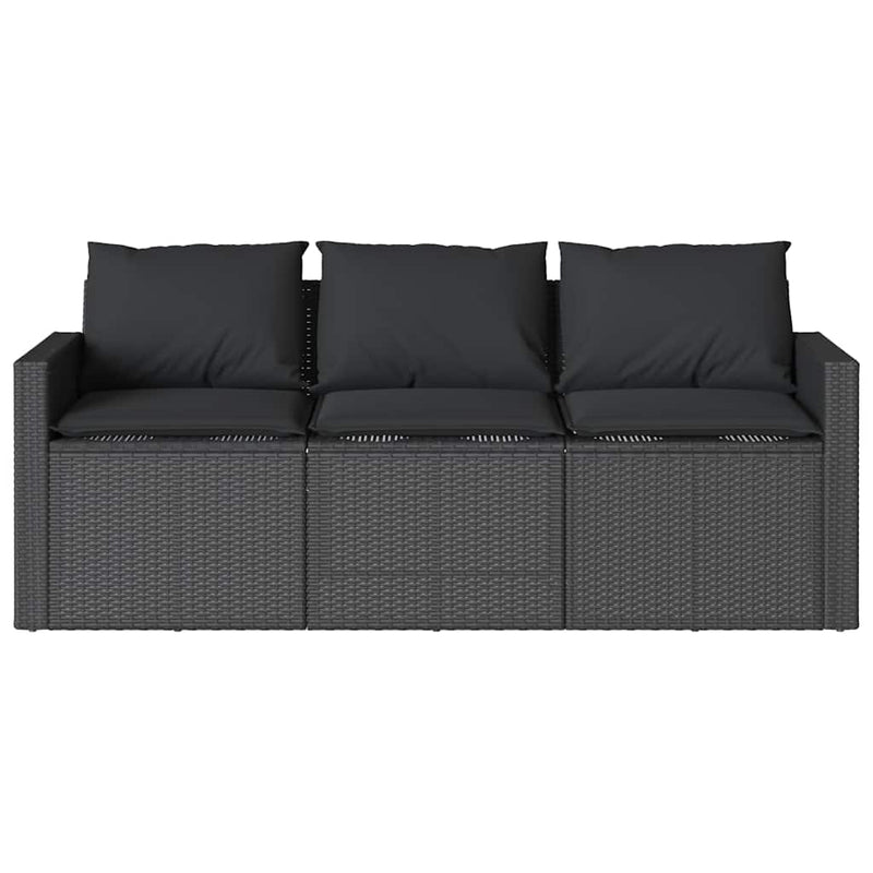 Set mobilier de grădină cu perne, 2 piese, negru, poliratan