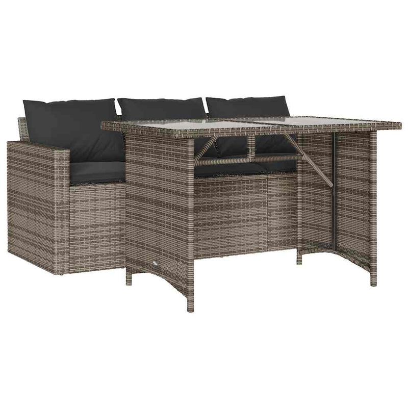Set mobilier de grădină cu perne, 2 piese, gri, poliratan