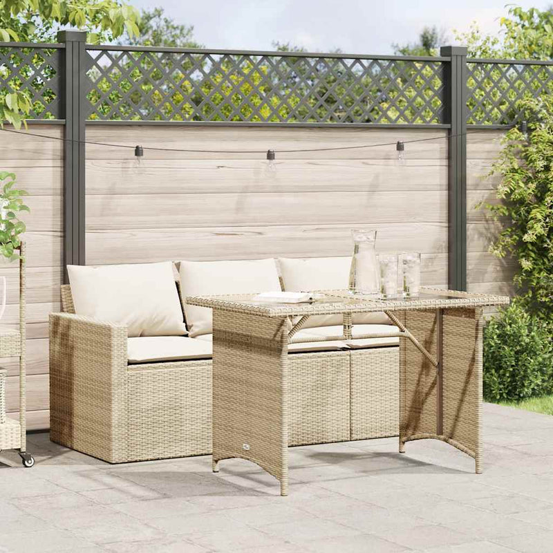 Set mobilier de grădină, 2 piese, cu perne, bej, poliratan