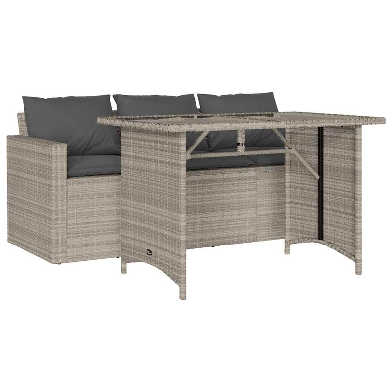 Set mobilier de grădină cu perne 2 piese gri deschis poliratan