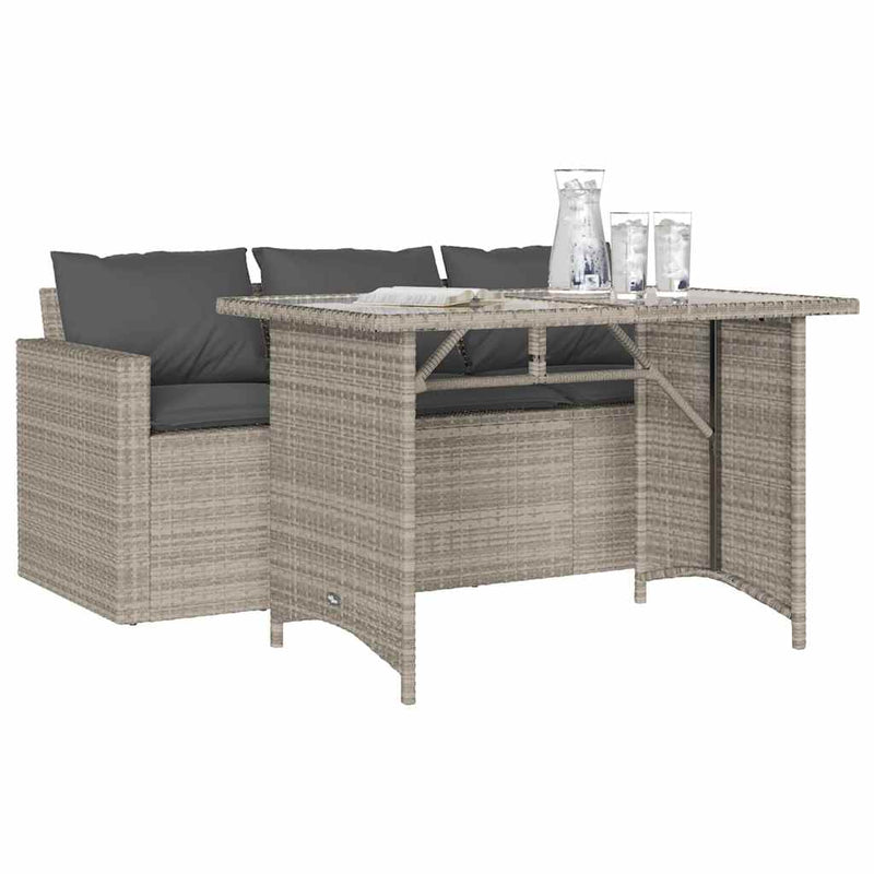 Set mobilier de grădină cu perne 2 piese gri deschis poliratan