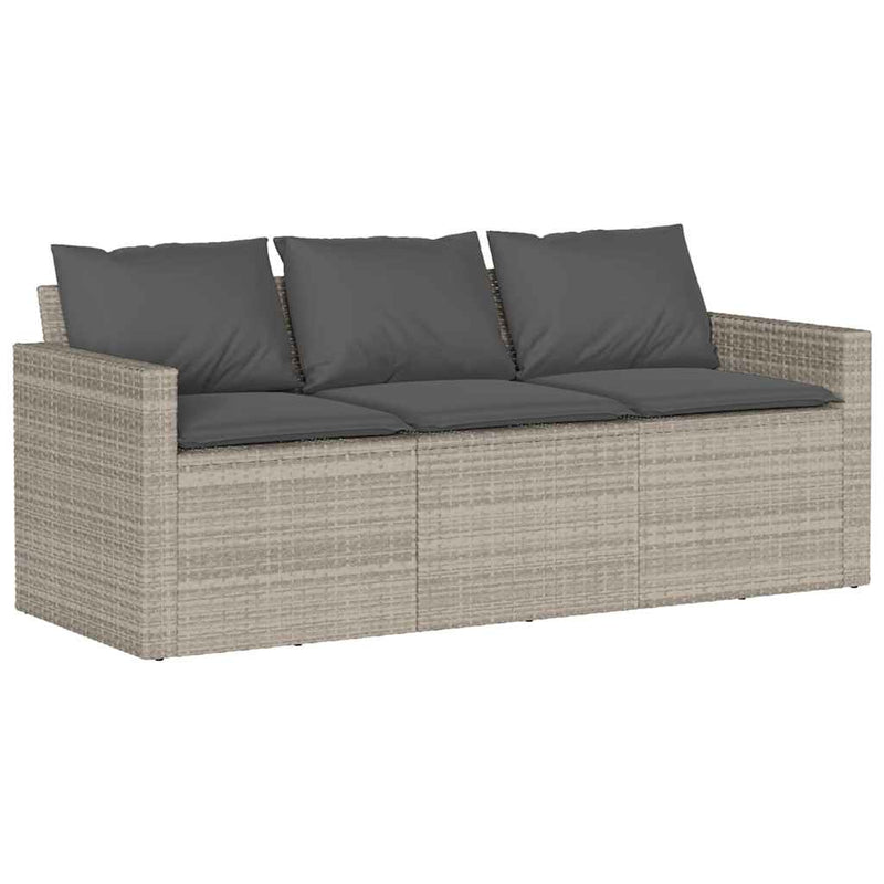 Set mobilier de grădină cu perne 2 piese gri deschis poliratan