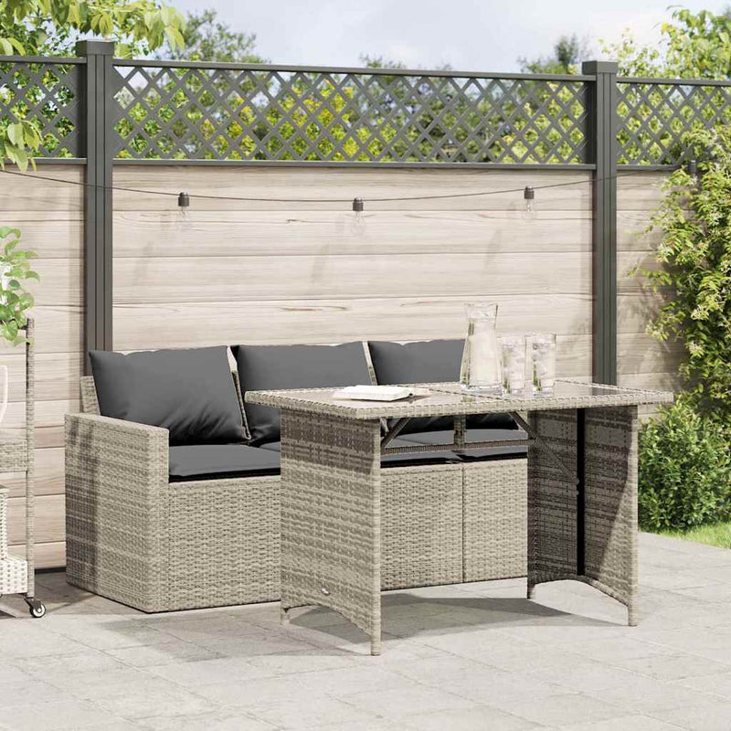 Set mobilier de grădină cu perne 2 piese gri deschis poliratan