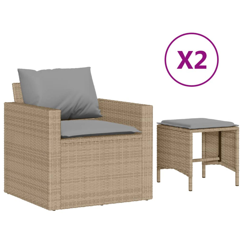 Set canapele de grădină, 4 piese, cu perne, bej, poliratan
