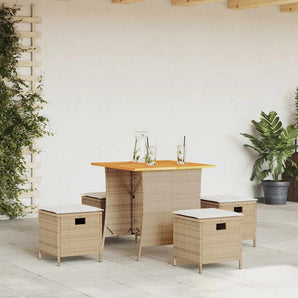 Set mobilier de grădină cu perne, 5 piese, bej, poliratan