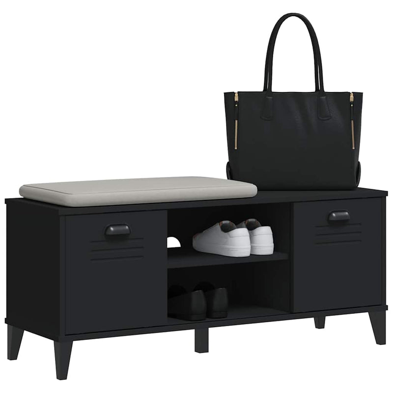 Bancă de pantofi „VIKEN”, negru, 106x35x45 cm, lemn prelucrat