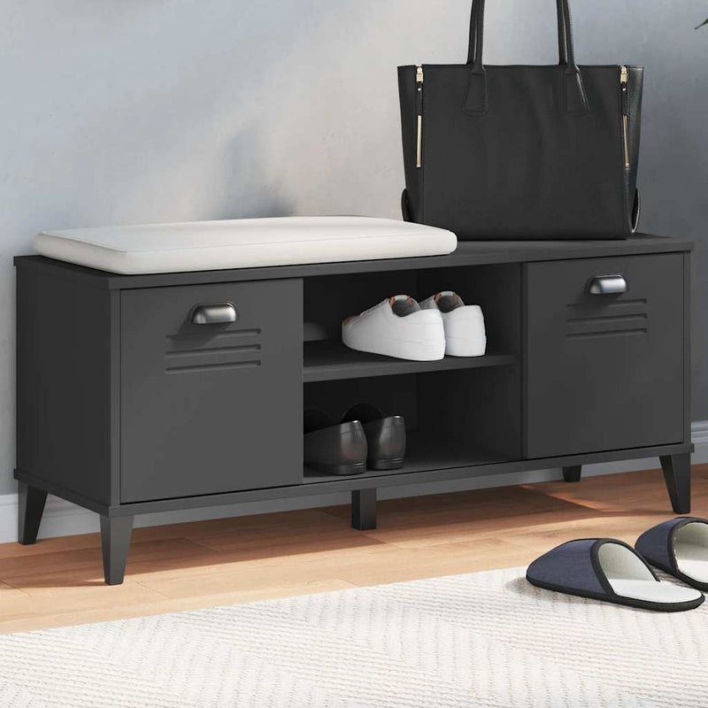 Bancă de pantofi „VIKEN”, negru, 106x35x45 cm, lemn prelucrat