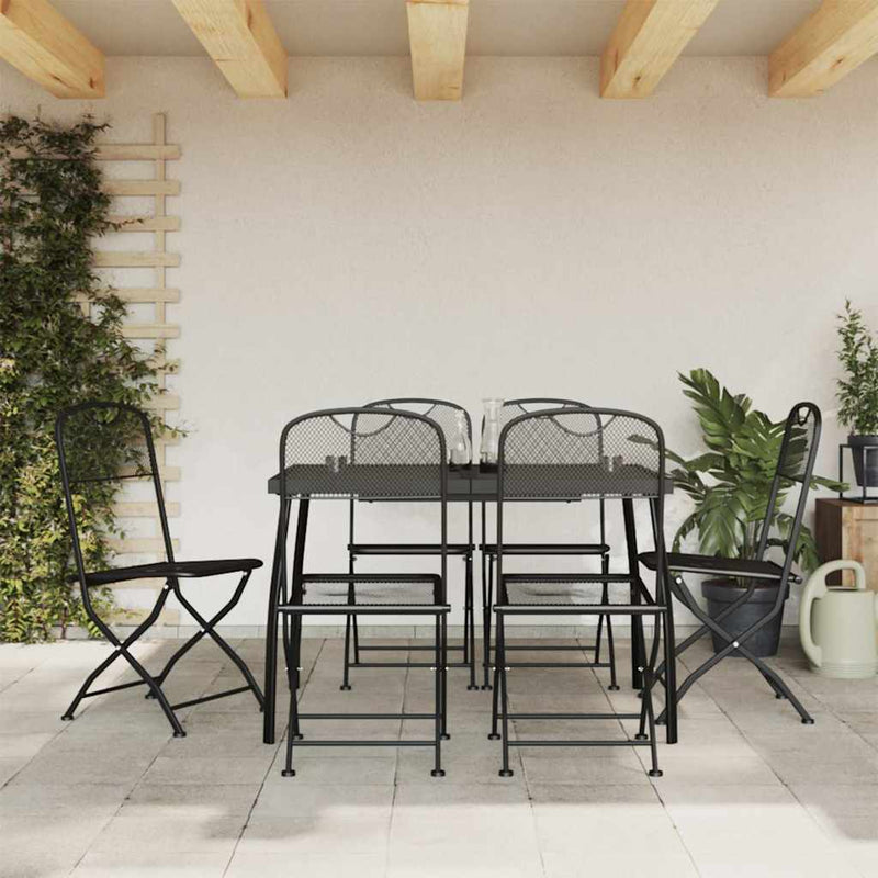 Set de masă pentru grădină, 7 piese, plasă metalică antracit