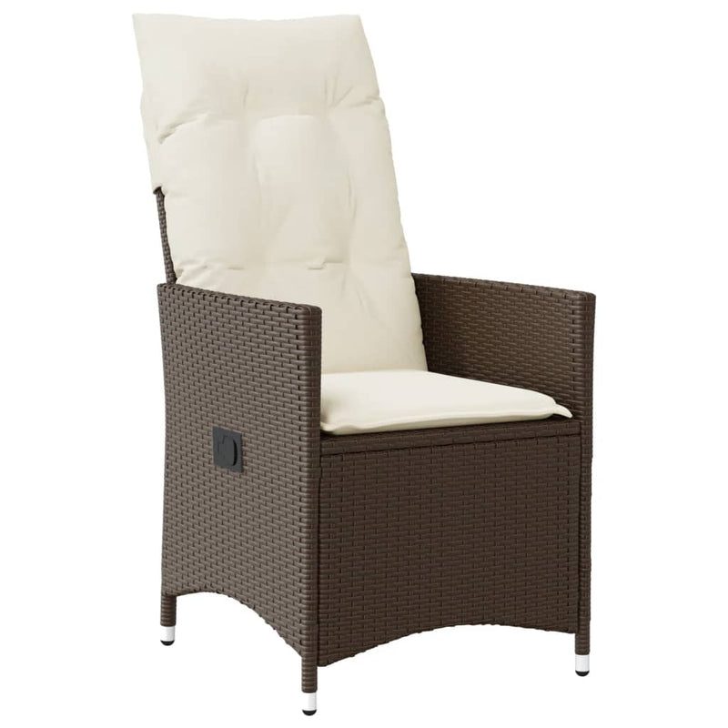 Set bistro cu perne, 3 piese, maro, poliratan