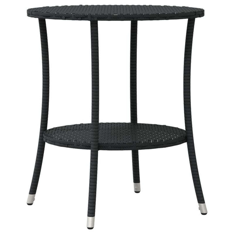 Set bistro cu perne, 3 piese, negru, poliratan