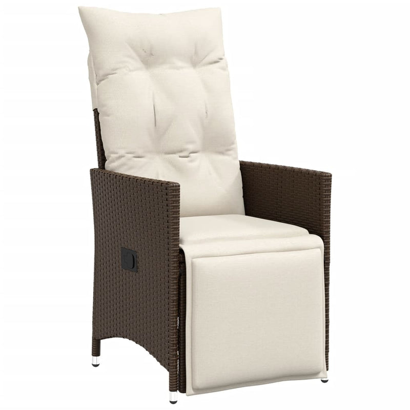 Set bistro cu perne, 3 piese, maro, poliratan