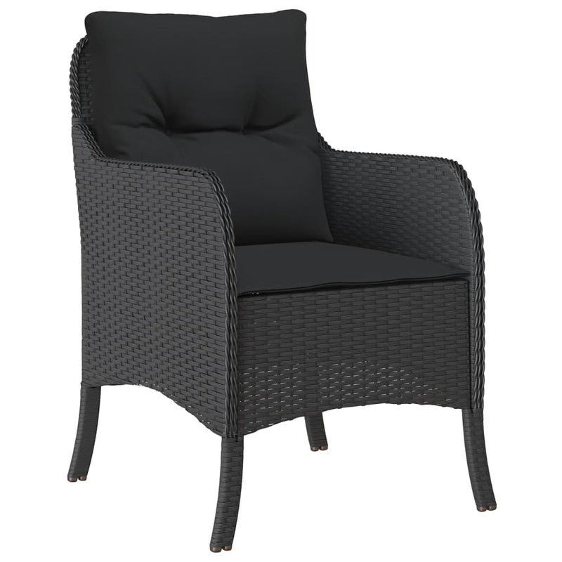 Set mobilier de grădină cu perne, 5 piese, negru, poliratan