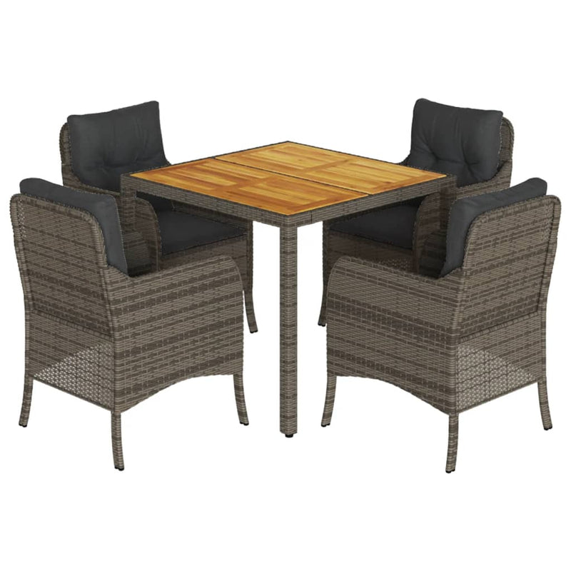 Set mobilier de grădină cu perne, 5 piese, gri, poliratan