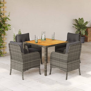 Set mobilier de grădină cu perne, 5 piese, gri, poliratan