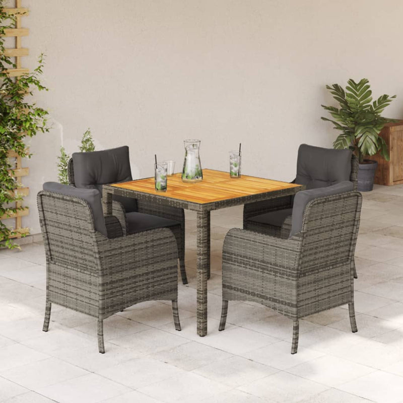 Set mobilier de grădină cu perne, 5 piese, gri, poliratan