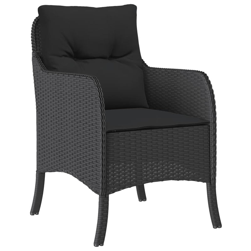 Set mobilier de grădină cu perne, 7 piese, negru, poliratan