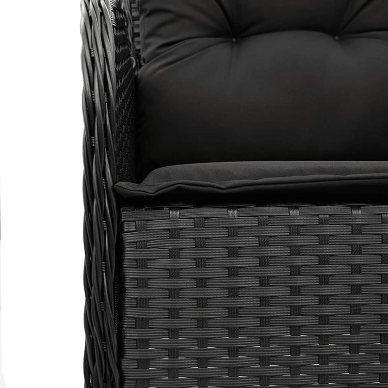 Set mobilier de grădină cu perne, 7 piese, negru, poliratan