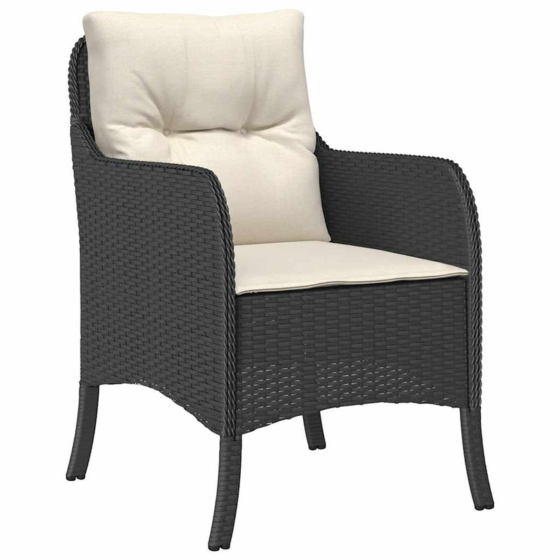 Set mobilier de grădină cu perne, 5 piese, negru, poliratan