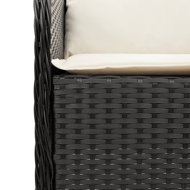 Set mobilier de grădină cu perne, 5 piese, negru, poliratan