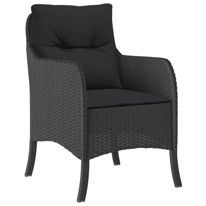 Set mobilier de grădină cu perne, 7 piese, negru, poliratan