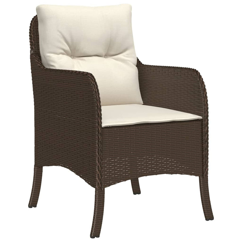 Set mobilier de grădină cu perne, 3 piese, maro, poliratan