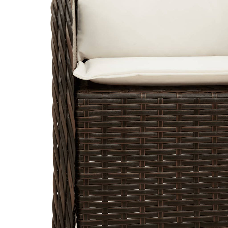 Set mobilier de grădină cu perne, 3 piese, maro, poliratan
