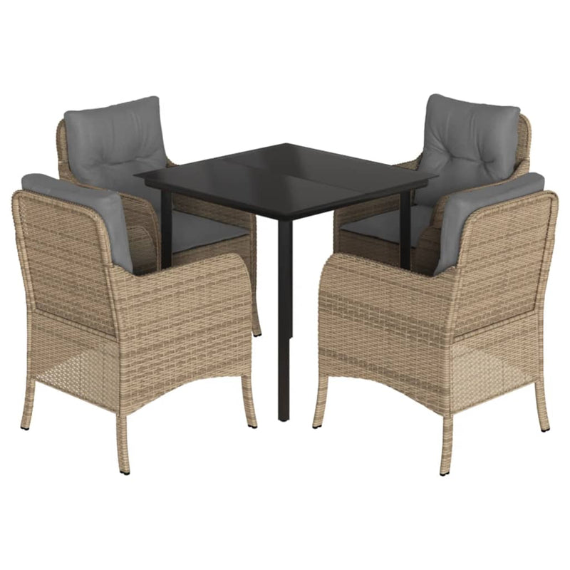 Set mobilier de grădină cu perne, 5 piese, bej, poliratan